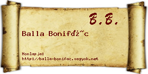 Balla Bonifác névjegykártya